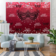 Schwarz Maske Rot Diamanten Bokeh Mädchen Geburtstag Hintergrund