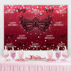 Schwarz Maske Rot Diamanten Bokeh Mädchen Geburtstag Hintergrund