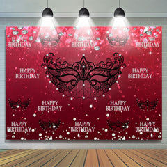 Schwarz Maske Rot Diamanten Bokeh Mädchen Geburtstag Hintergrund