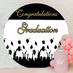 Schwarz Weiß Glückwunsch Grad Party Kreis Hintergrund