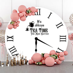 Schwarz Weiß Tee Zeit Runden Uhr Hintergrund Abdeckung
