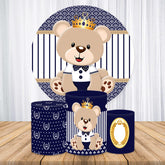 Blau Und Braun Tragen Runden Jungen Baby Dusche Hintergrund Bausatz