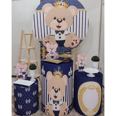 Blau Und Braun Tragen Runden Jungen Baby Dusche Hintergrund Bausatz