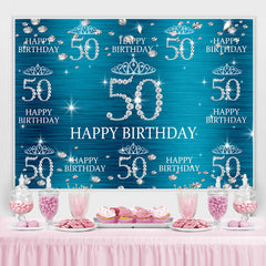 Blau Und Funkeln Bokeh Glücklich 50 Geburtstag Hintergrund