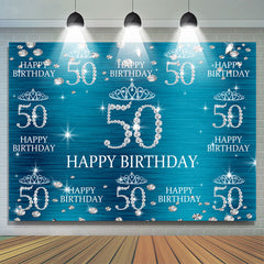 Blau Und Funkeln Bokeh Glücklich 50 Geburtstag Hintergrund
