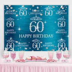 Blau Und Funkeln Krone Glücklich 60 Geburtstag Hintergrund