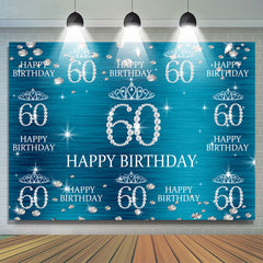 Blau Und Funkeln Krone Glücklich 60 Geburtstag Hintergrund