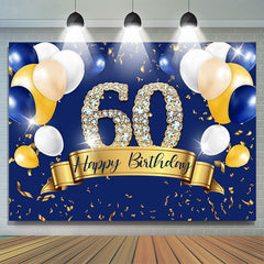 Blau Und Golden Ballon Glücklich 60 Geburtstag Hintergrund
