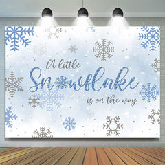 Blau Und Grau Schneeflocke Winter Babydusche Hintergrund