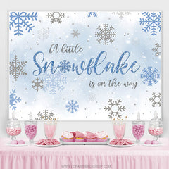 Blau Und Grau Schneeflocke Winter Babydusche Hintergrund
