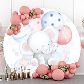 Blau Und Rosa Luftballons Runden Elefant Baby Dusche Hintergrund