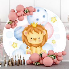 Blau Und Rosa Luftballons Runden Löwe Baby Dusche Hintergrund