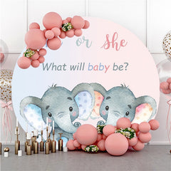 Blau Und Rosa Elefanten Runden Baby Dusche Hintergrund