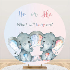 Blau Und Rosa Elefanten Runden Baby Dusche Hintergrund