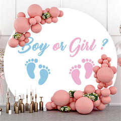 Blau Und Rosa Fußabdrücke Kreis Baby Dusche Hintergrund