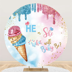 Blau Und Rosa Funkeln Eis Creme Runden Baby Dusche Hintergrund