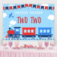 Blau Und Rot Chugga Zug 2 Geburtstag Hintergrund Für Junge