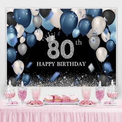 Blau Und Silber Luftballons Glücklich 80 Geburtstag Hintergrund