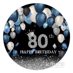 Blau Und Silber Luftballons 80 Geburtstag runden Hintergrund
