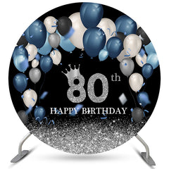 Blau Und Silber Luftballons 80 Geburtstag runden Hintergrund
