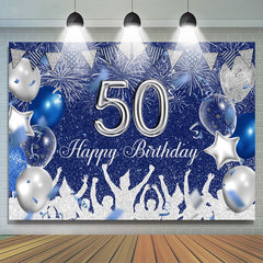Blau Und Silber Funkeln Luftballons 50 Geburtstag Hintergrund