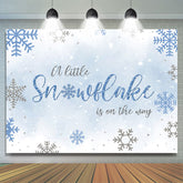 Blau Und Silber Funkeln Winter Schneeflocke Babydusche Hintergrund