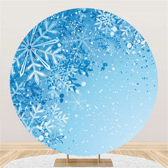 Blau Und Weiß Schneeflocke Runden Winter Geburtstag Hintergrund