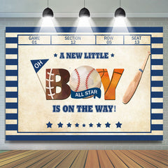Blau Und Weiß Streifen Baseball Baby Dusche Hintergrund