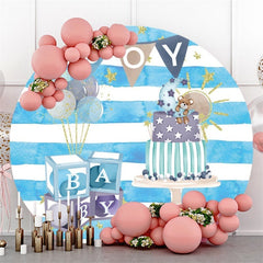 Blau Und Weiß Streifen Runden Baby Dusche Hintergrund