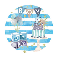 Blau Und Weiß Streifen Runden Baby Dusche Hintergrund