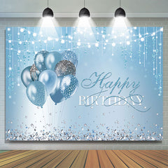 Blau Luftballons Diamanten Zeichenfolge Beleuchtung Glücklich Geburtstag Hintergrund