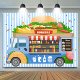Blau Burger LKW Thema Geburtstag Hintergrund Für Jungen