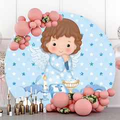 Blau Kreis Sterne Engel Runden Hintergründe für Baby Dusche
