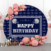 Blau Cowboys Stern Glücklich Geburtstag Runden Hintergrund