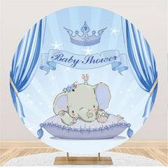 Blau Niedlich Elefant Themenorientiert Runden Baby Dusche Hintergrund