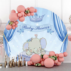 Blau Niedlich Elefant Themenorientiert Runden Baby Dusche Hintergrund