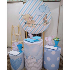 Blau Elefant Kaninchen Baby Dusche Runden Hintergrund Bausatz