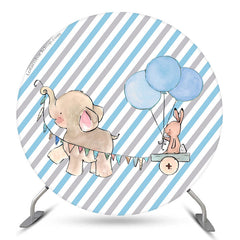 Blau Elefant Kaninchen Baby Dusche Runden Hintergrund Bausatz
