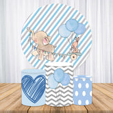 Blau Elefant Kaninchen Baby Dusche Runden Hintergrund Bausatz