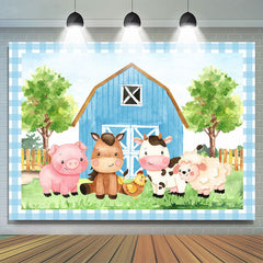 Blau Bauernhof Karikatur Tier Foto Hintergrund für Kinder