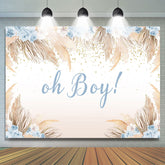 Lofaris Blue Floral And Light Coffee Leaf Baby Shower Backdrop