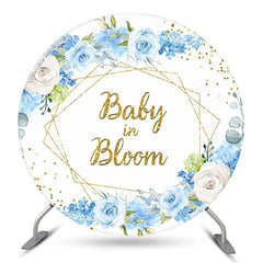 Blau Blume Gold Punkt Baby In blühen Runden Hintergrund