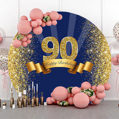 Blau Funkeln Gold Runden Glücklich 90 Geburtstag Hintergrund