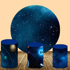 Blau Funkeln Runden Galaxis Runden Geburtstag Hintergrund Bausatz