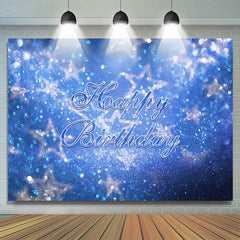 Blaue Glitzer Sterne Bokeh Happy Birthday Hintergrund