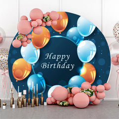 Blau Golden Luftballons Runden Hintergrund Für Geburtstag