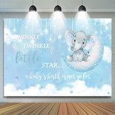 Blau Wenig Stern Und Elefant Baby Dusche Hintergrund
