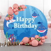 Blau Schön Hai Unter Der Meer Geburtstag Kreis Hintergrund