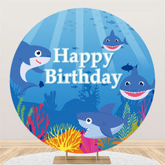 Blau Schön Hai Unter Der Meer Geburtstag Kreis Hintergrund