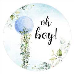 Blau Mond Oh Junge Runden Baby Dusche Dekoration Hintergrund